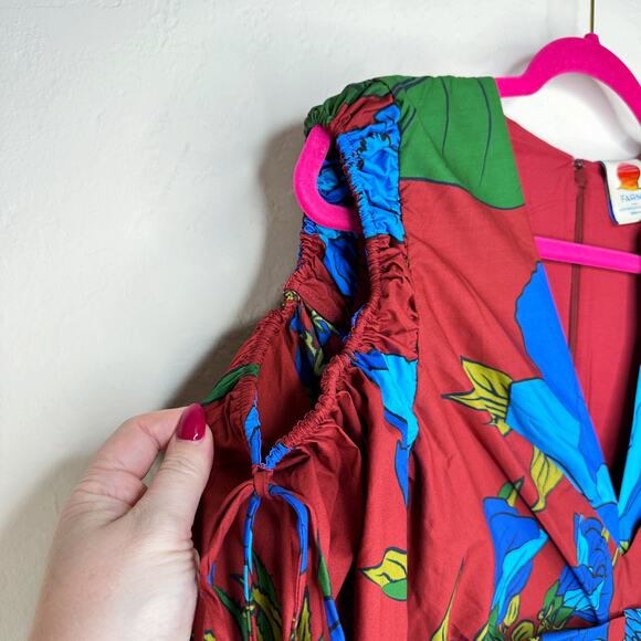 NWT Anthropologie Farm Rio Long Sleeve Floral V Neck Cut Out Midi Dress XXS - Picture 9 of 16